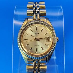 Vintage 1992 Timex Presidential Date Flute 25mm Women's Quartz Watch Size 6.5